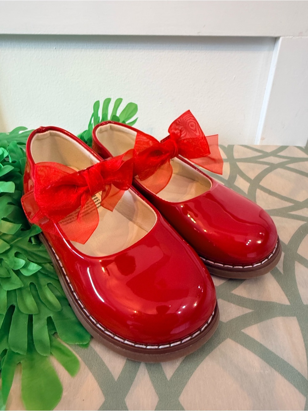 4/$25 • Kiderence Red Patent Bow Detail Mary Janes